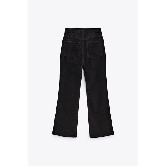 Black Zara Corduroy Cropped Flare Leg Pants (NWT) - Picture 7 of 8